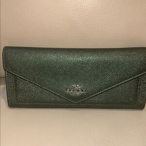 Rehab: Coach Metallic Green Leather Wallet